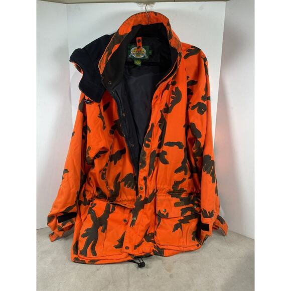 Cabelas Orange Camp Hunting Jacket Quilt Lined Size Large Insulated Outdoors - Picture 1 of 11